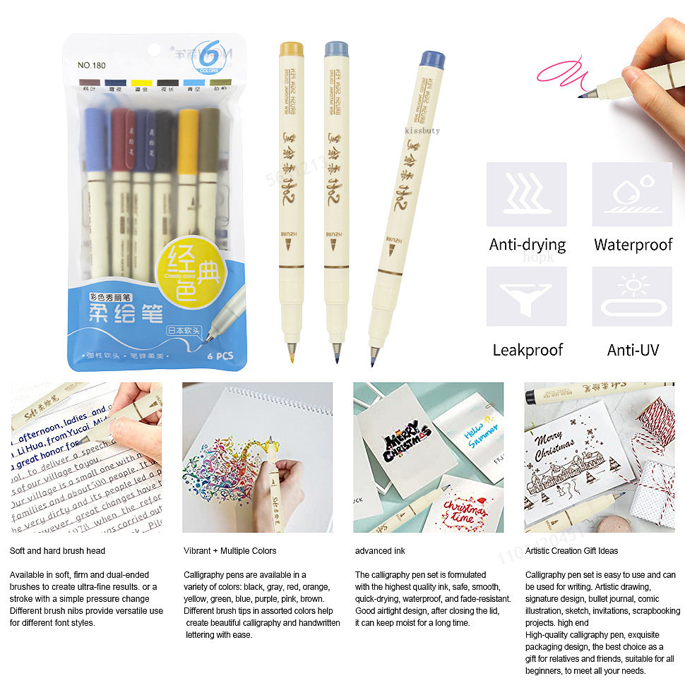 6pcs New Retro Color Lettering - Copic Marker Sketch recensione e prezzo